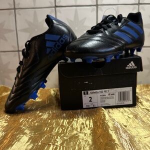 Adidas kids size 2 Black and Blue Goletto Soccer Cleats